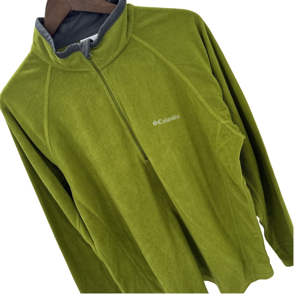 Columbia Mens‎ 1/4 Zip Fleece Pullover XL Green Outdoor Hiking